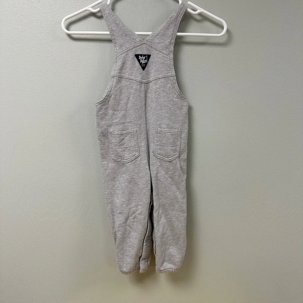 OshKosh B'gosh Baby B'gosh‎ Gray Fleece Bib Overalls Snaps 24M